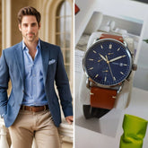 Fossil Commuter Men’s Chronograph Watch – Blue Dial, Brown Leather Strap